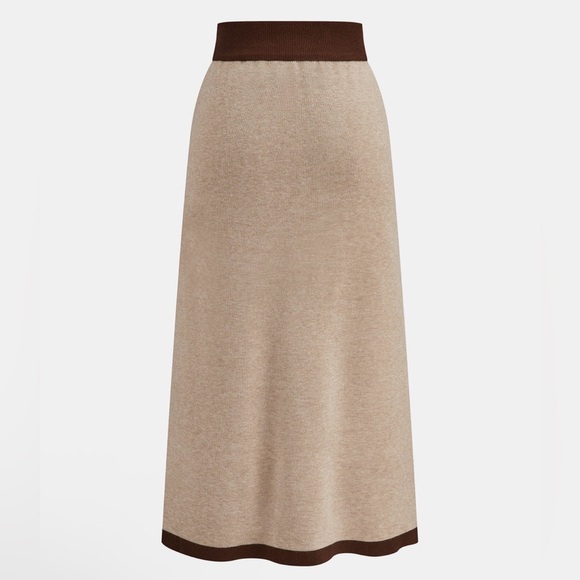 NWT Commense Tan and Brown Sweater Midi Skirt Set - Size Large - Picture 3 of 12